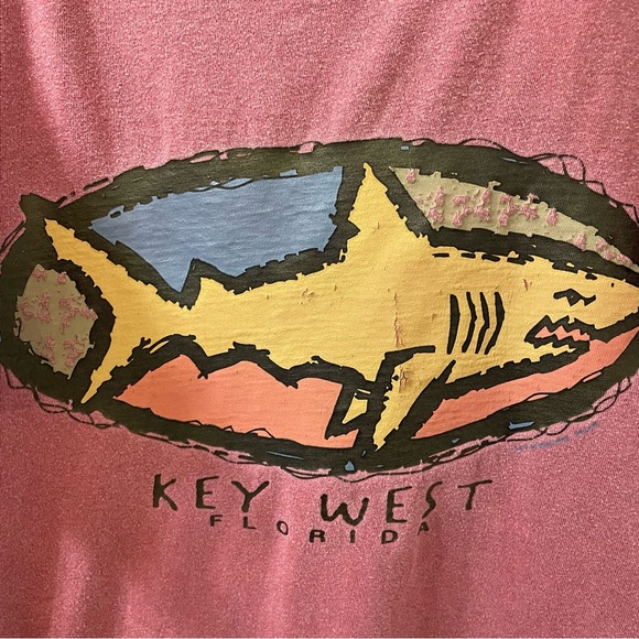 Key west Florida shark shirt red vintage medium - Picture 2 of 6
